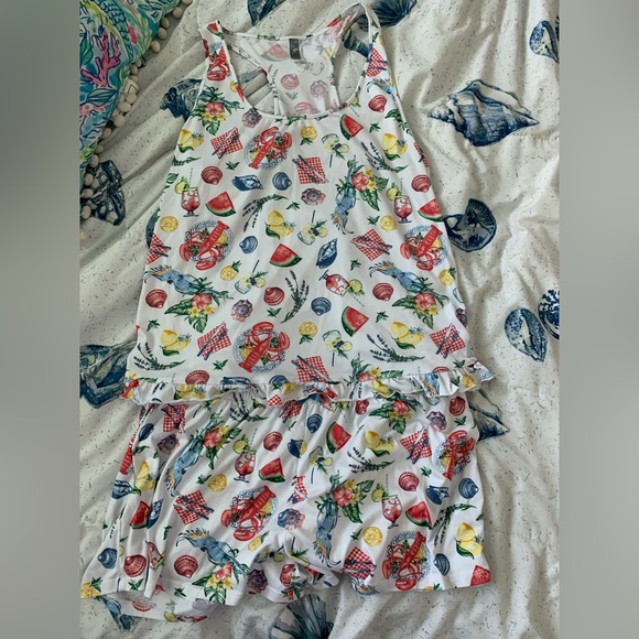 Pj Couture Colorful Nantucket picnic Print Pajama Set - Picture 1 of 5